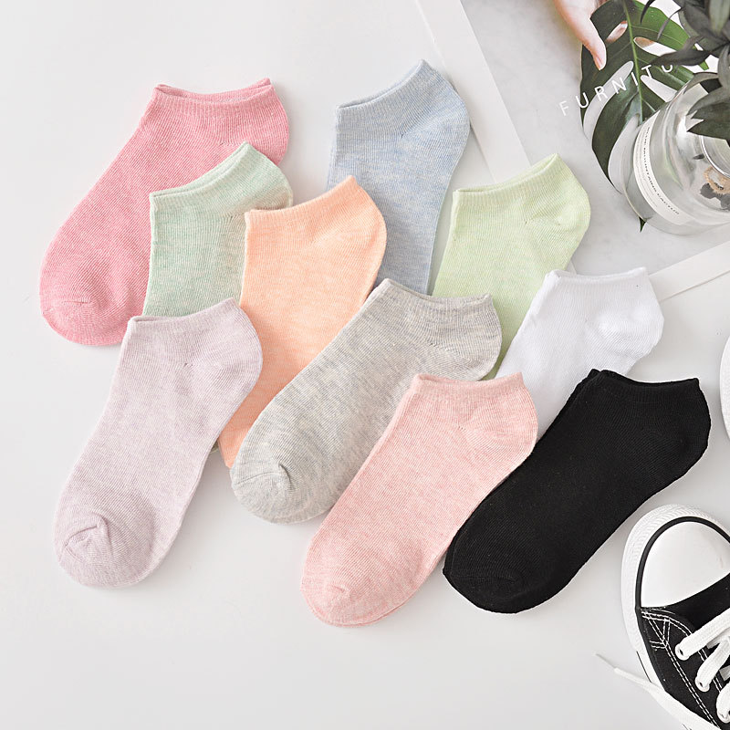 [HCM]Set 10 Đôi Tất Vớ Nữ Ulzzang Cotton Trơn Cổ Ngắn Cổ Thấp Màu Pastel Siêu Mềm Mại