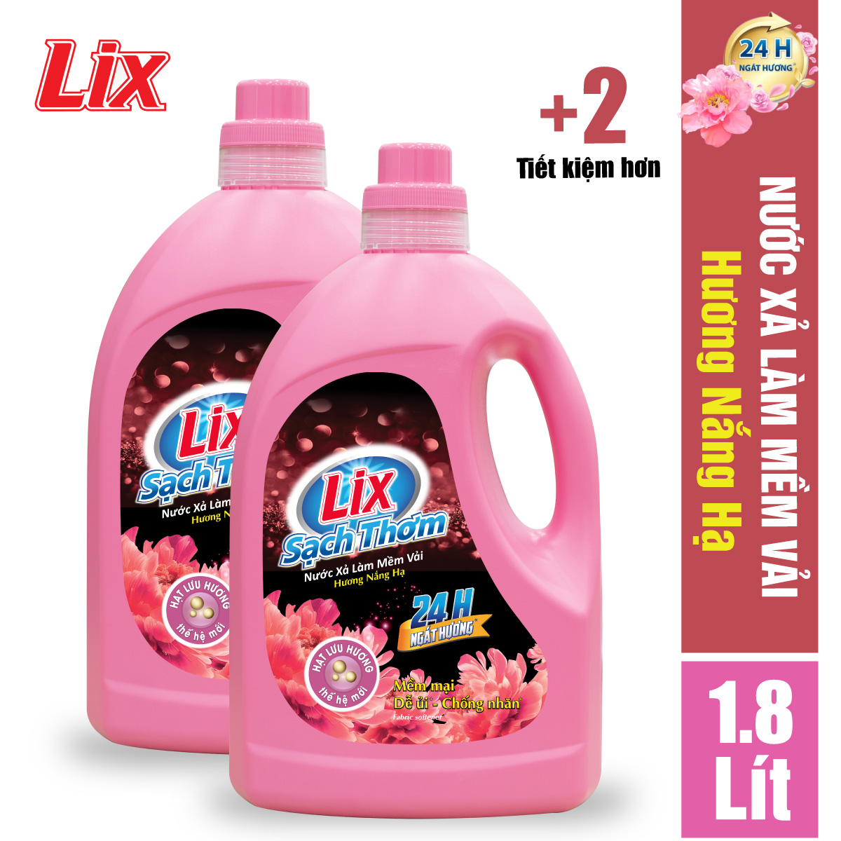 Combo 2 chai nước xả vải lix sạch thơm hương nắng hạ l17601