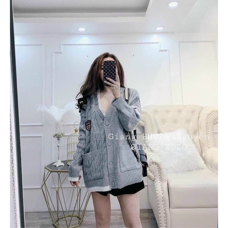 Áo cadigan Thom’s huy hiệu màu xám gs195