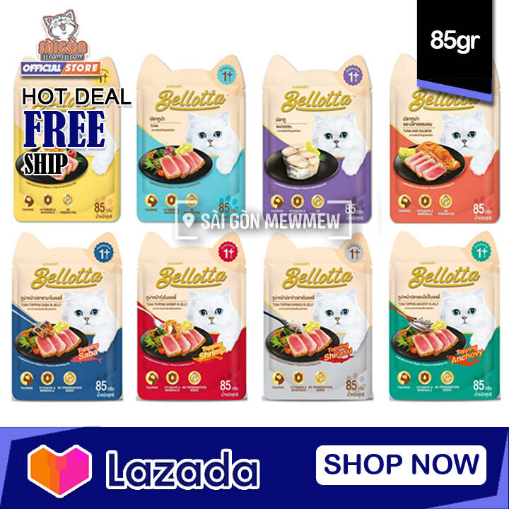 Combo 7 gói pate cho mèo bellota 85gr đủ vị