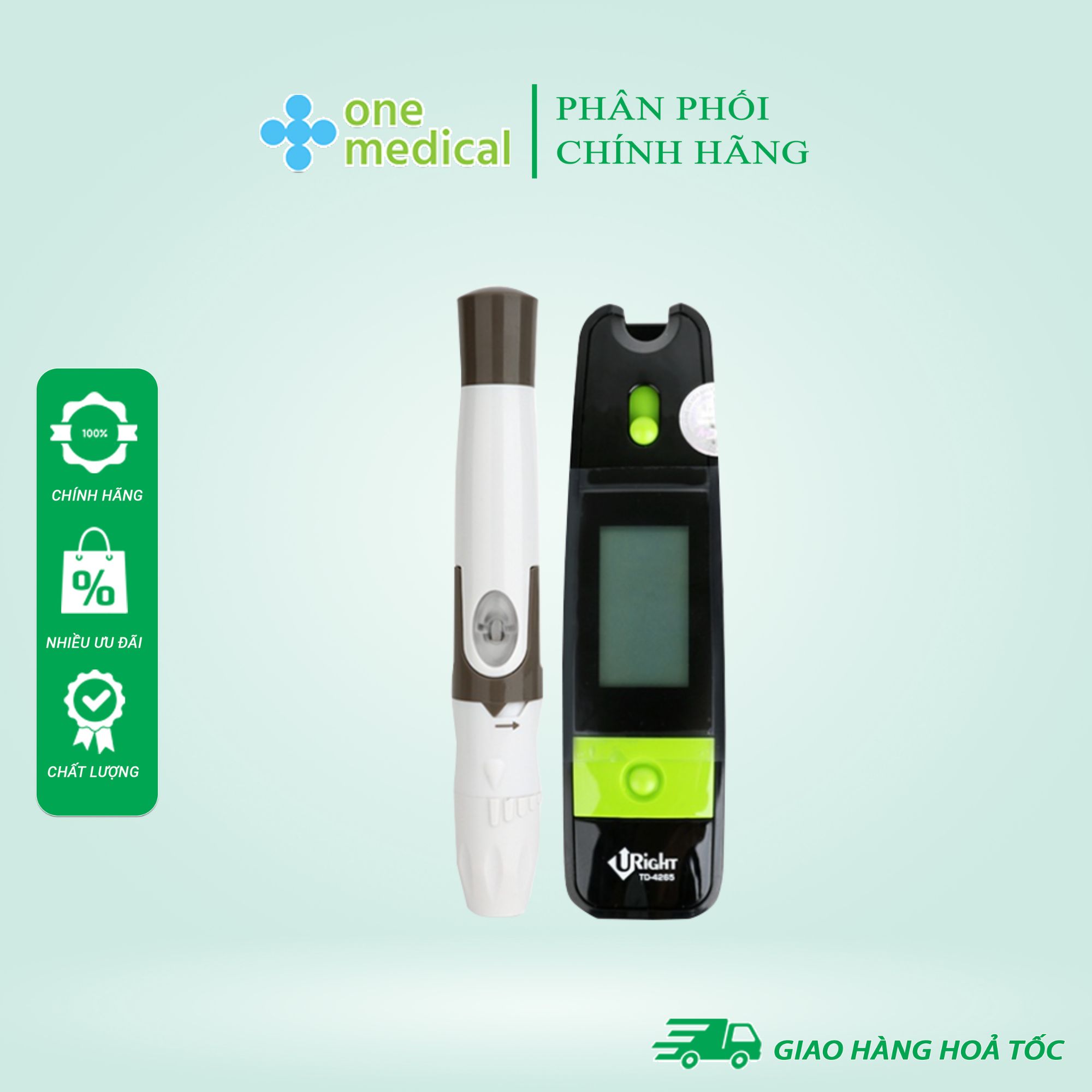 Máy đo đường huyết uright td-4265 kèm hộp 25 que thử đường huyết và 25 kim chích máu