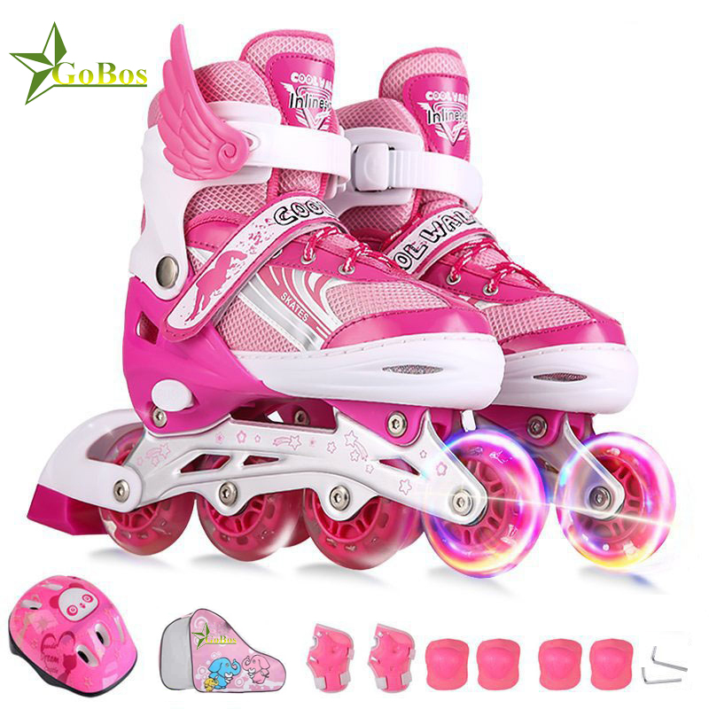 Giày Trượt Patin Trẻ Em Gobos GB001 Bánh Cao Su Phát Sáng Tăng Giảm Size Tặng Kèm Mũ + Bảo Hộ Chân Tay + Balo – Hàng Chính Hãng