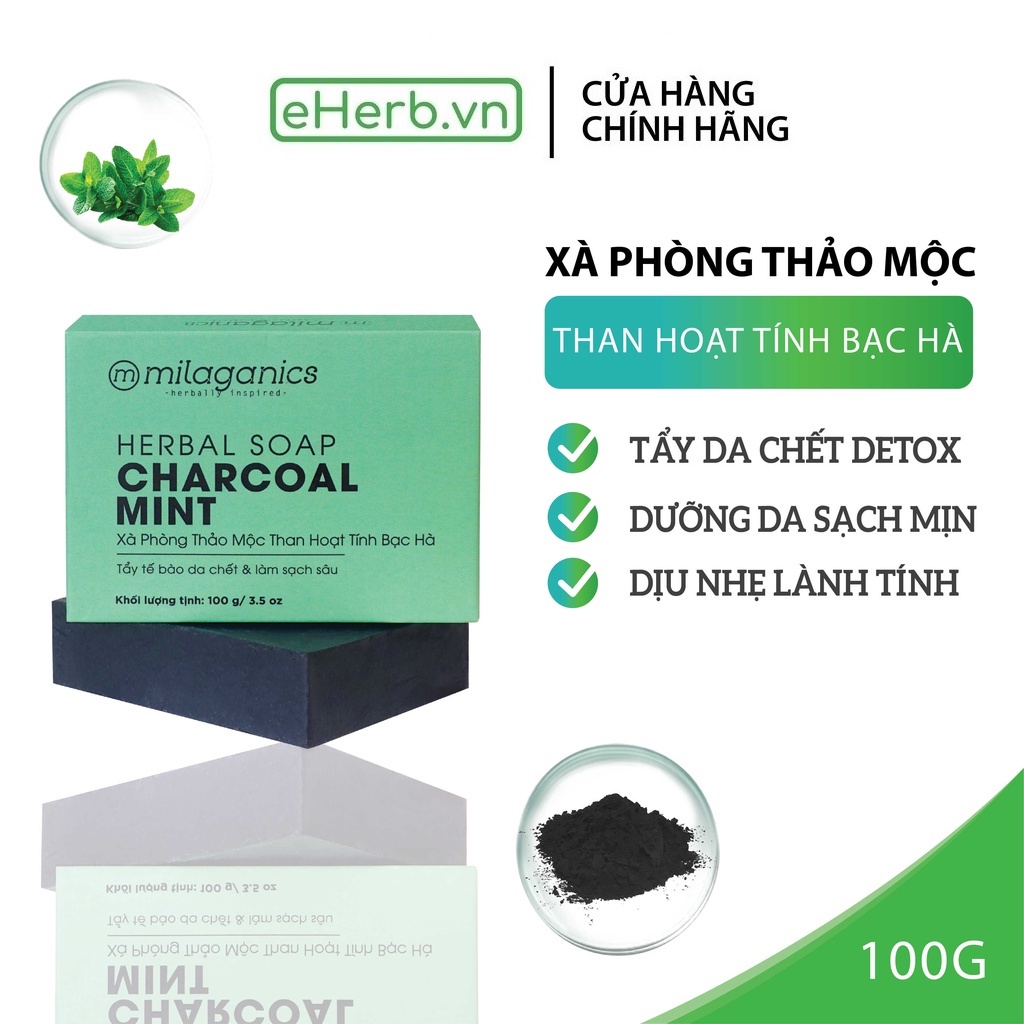Xà bông sinh dược than tre detox da 100% thiên nhiên xà phòng thiên nhiên - milaganics