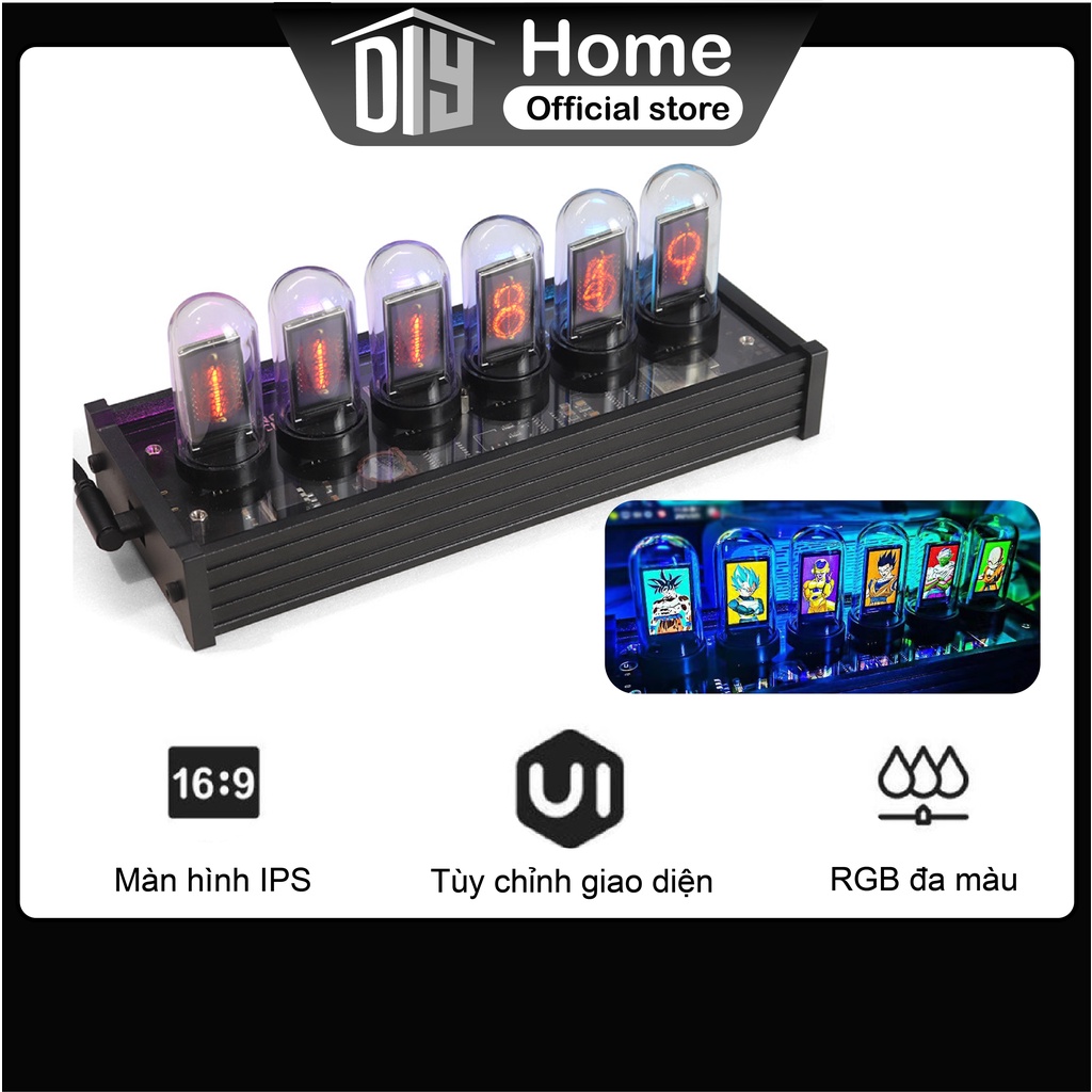 Đồng hồ led để bàn cycper punk ips colorful led tube app