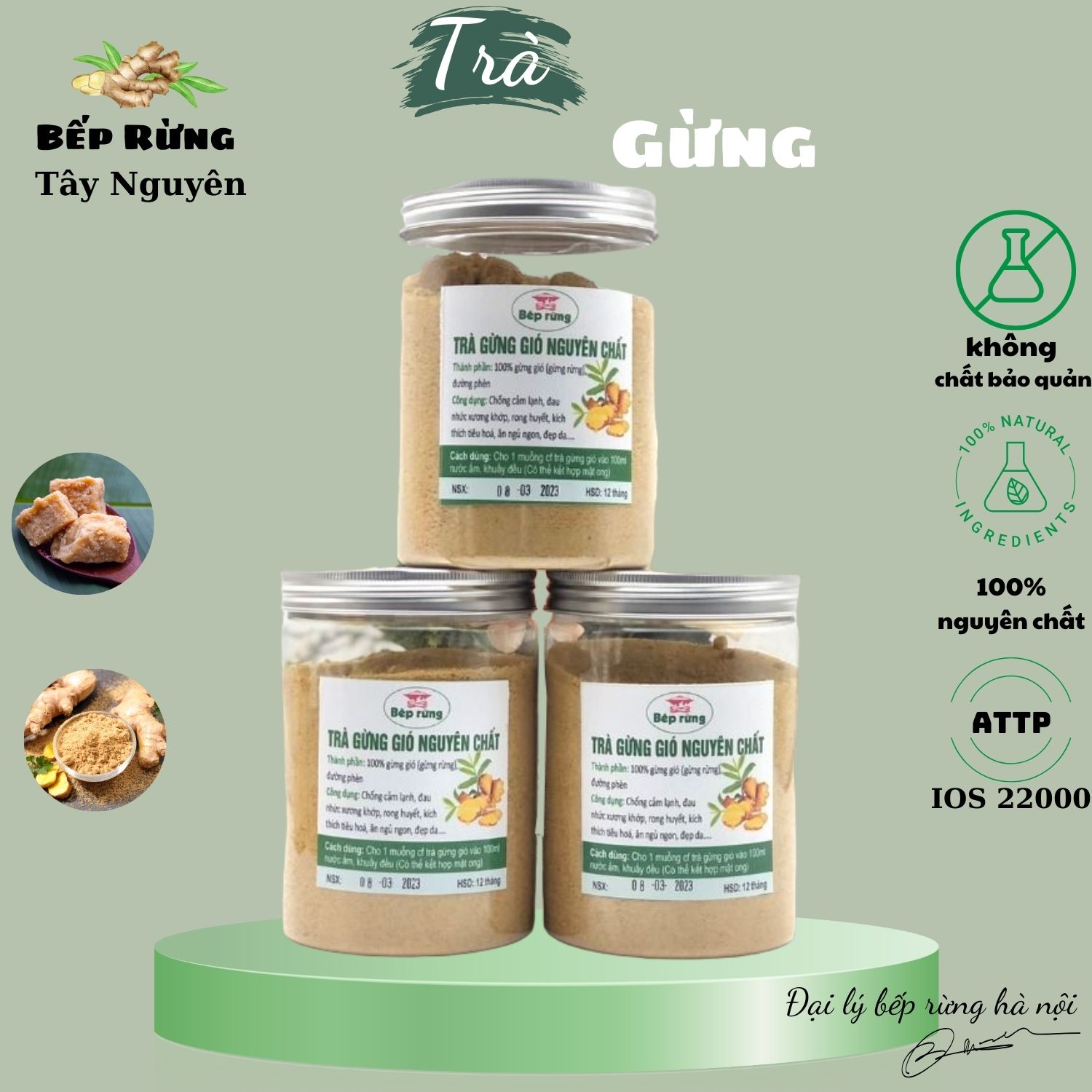 Hũ 500gram Trà Gừng Gió đường phèn nguyên chất thiên nhiên tiệm trà thiên nhiên
