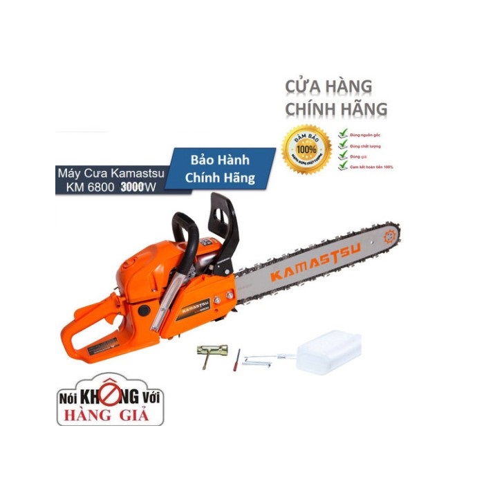 Máy cưa xích chạy xăng Kamastsu 68cc chính hãng động cơ khỏe nổ êm và cắt ngọt- máy cưa lốc
