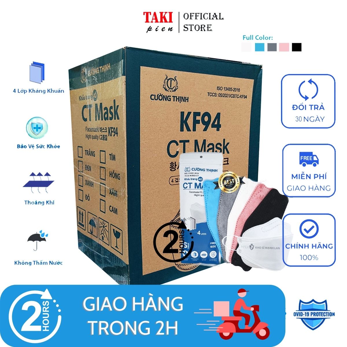 [Sỉ 1 thùng 300 cái] Khẩu trang kf94 hàn quốc Cường Thịnh chính hãng, khẩu trang 4d mask, 4 lớp kháng khuẩn và bụi mịn, đạt tiêu chuẩn iso của bộ y tế, công nghệ dập hiện đại của Hàn Quốc