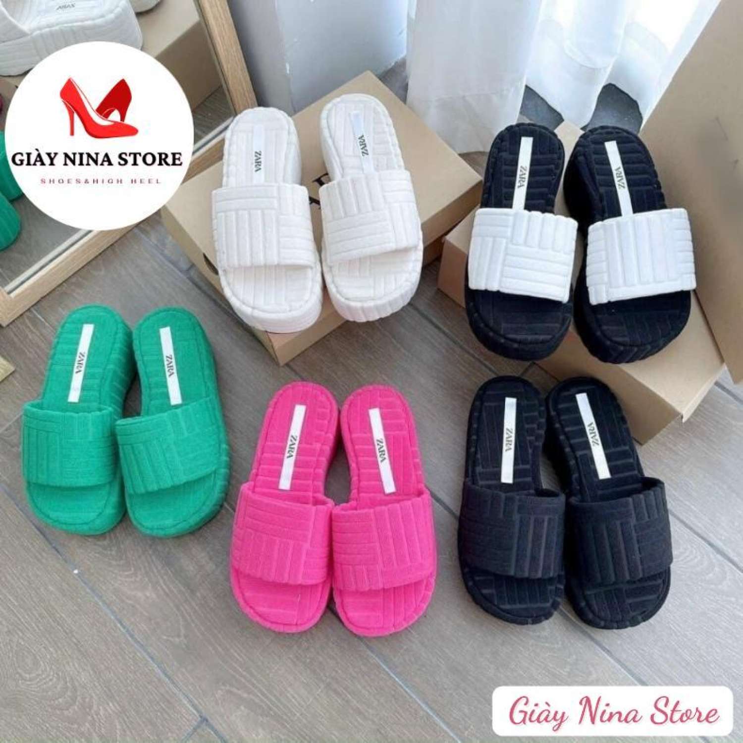 Dép đế cao nữ 7p Nina Shop - Dép đế xuồng hàng chuẩn đẹp thời trang chất nhung mềm mịn cực êm chân