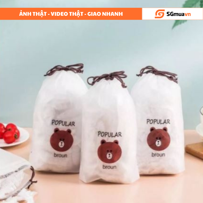 Set 100 túi trùm đầu, túi bọc thực phẩm an toàn tiện dụng
