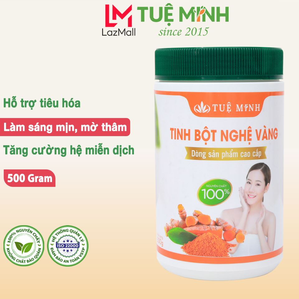 Tinh bột nghệ nguyên chất Tuệ Minh, tinh bột nghệ vàng nhiều Curcumin hộp 500gram