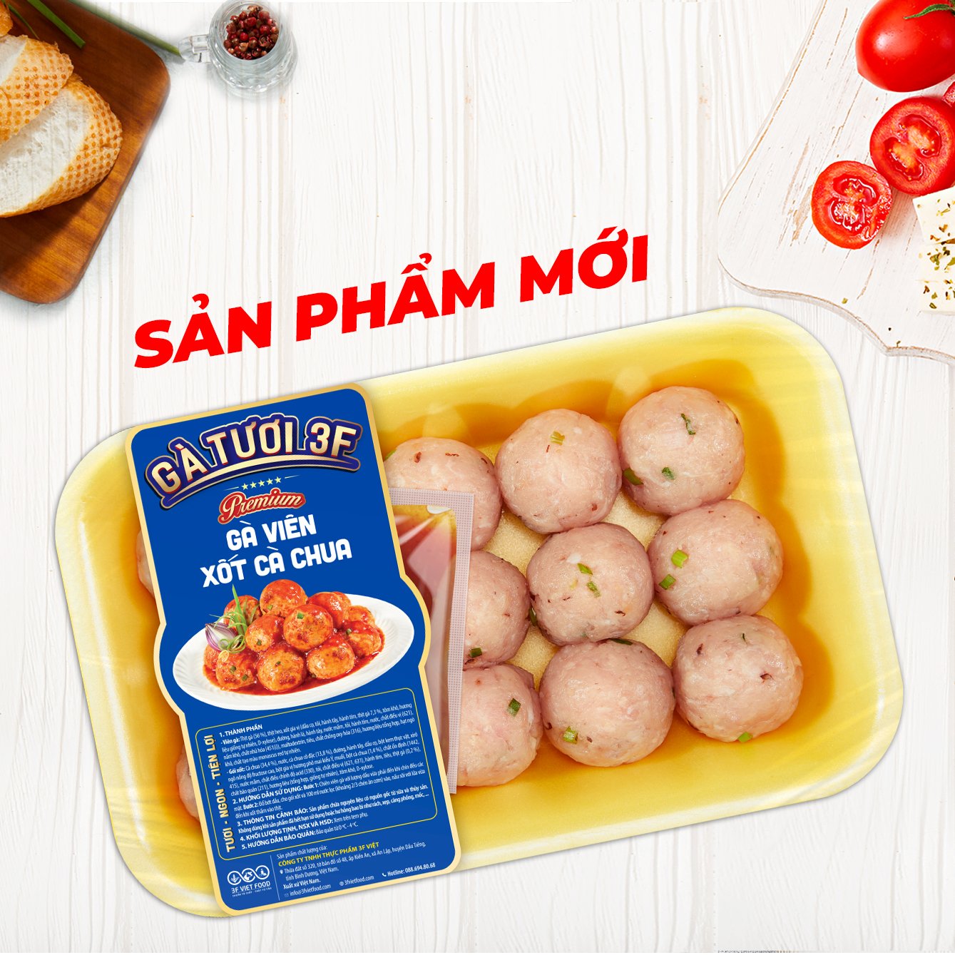 3F Gà viên xốt Cà chua 415gr [HCM]