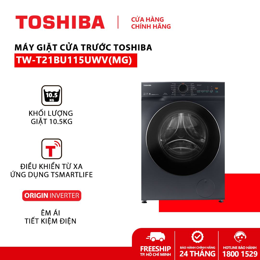[Freeship + Installation] Toshiba Inverter 10.5 kg Washing Machine Tw-T21Bu115Uwv(Mg) - 2-Year Home Warranty