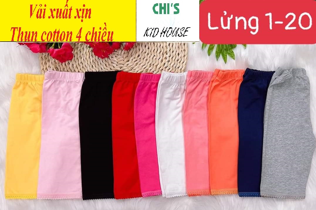 [R.Ẻ NHẤT LAZADA] LEGGING LỬNG/ QUẦN LỬNG TRƠN VẢI XUẤT DƯ THUN COTTON 4 CHIỀU  CHO BÉ 9-41KG