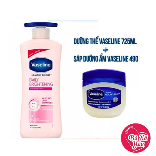 Combo sữa dưỡng thể vaseline 725ml + sáp dưỡng ẩm vaseline 49g