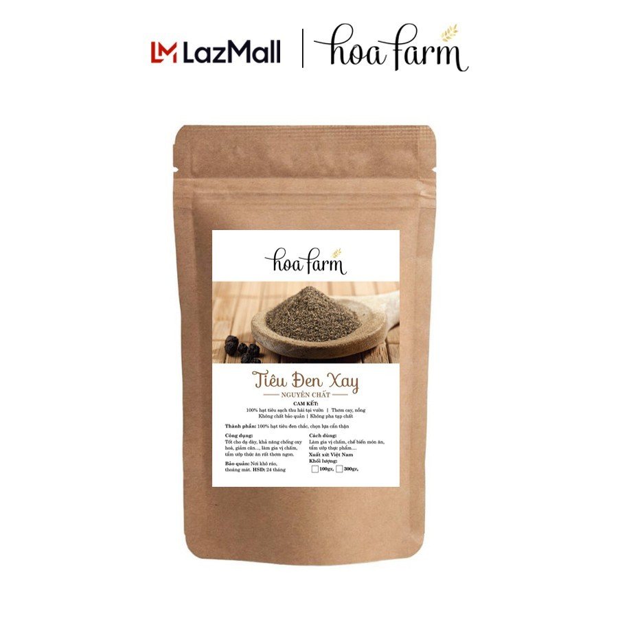 Tiêu đen xay hoafarm 50gr - 100% nguyên chất - nông sản việt nam