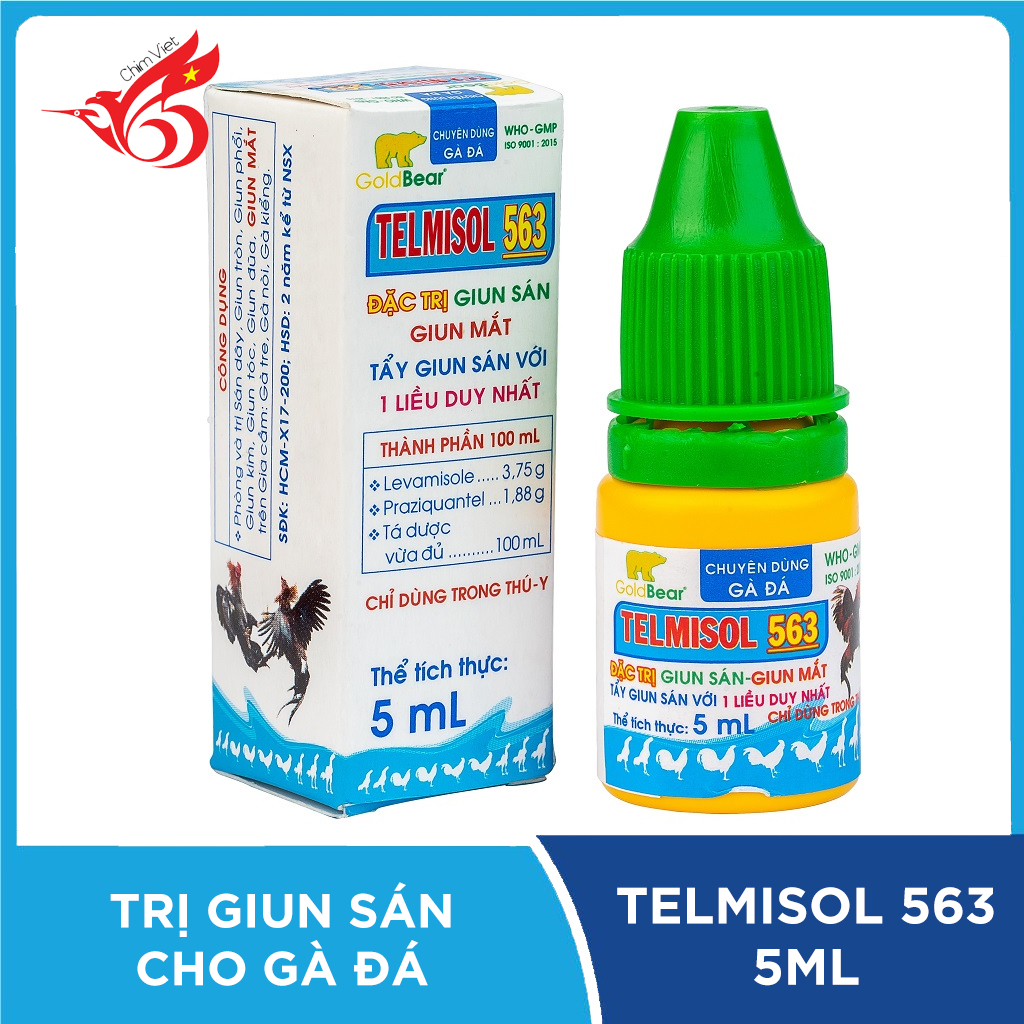 TELMISOL 563 Thuốc tẩy giun sán, giun mắt gà đá 5ML