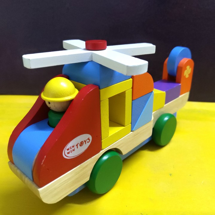 Trực thăng lắp ráp winwintoys, đồ chơi bằng gỗ cho bé 2 tuổi