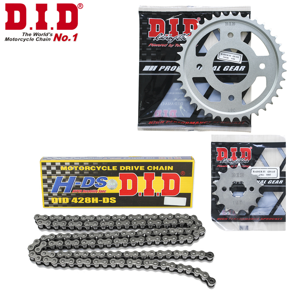 Nhông sên dĩa did suzuki raider fi, satria 150 sên đen 428hds-130rb, 14t-38t