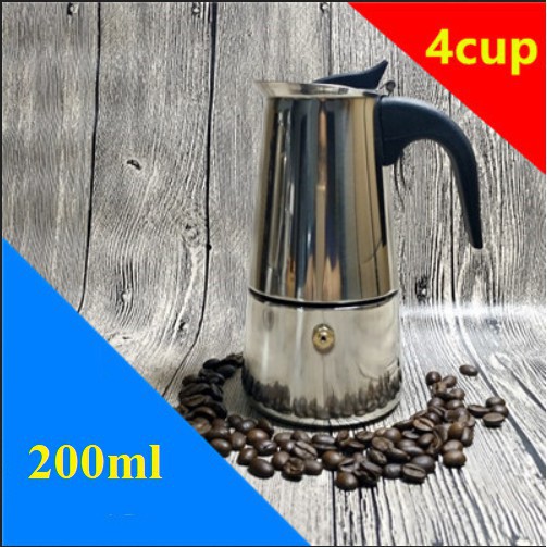 [HCM]BÌNH PHA CAFE INOX 200ml ấm pha cà phê inox 4 CUPl phong cách Ý THẨM THẤU NGƯỢC kiểu dáng thể thao hiện đại