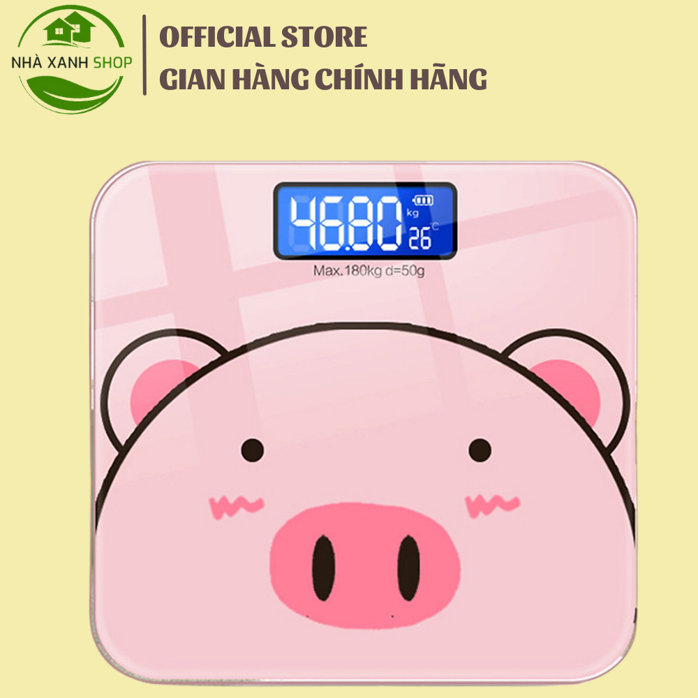 Electronic scales health pink piggy maximum weight 180kg use battery to use, tempered glass face to chảnh, weight health necessary for every home