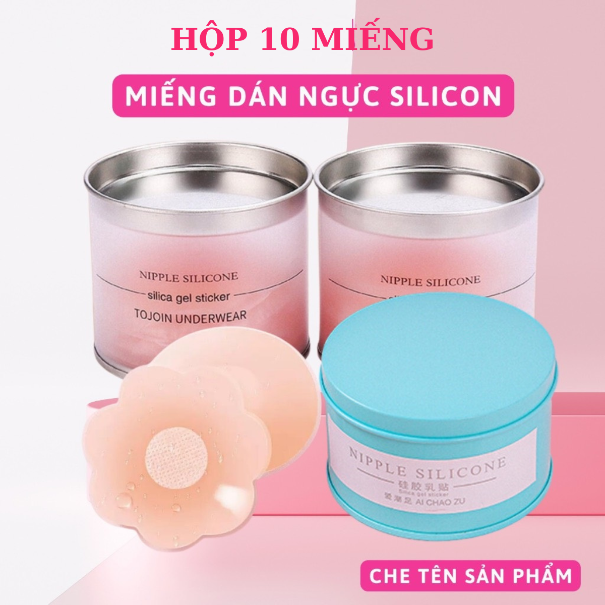 Hộp 5 cặp (10 miếng) dán ngực silicon cực xinh xắn (6.5cm) - miếng dán ngực - miếng dán nhũ hoa - áo ngực dán - miếng dán ti - HIN Fashion P07