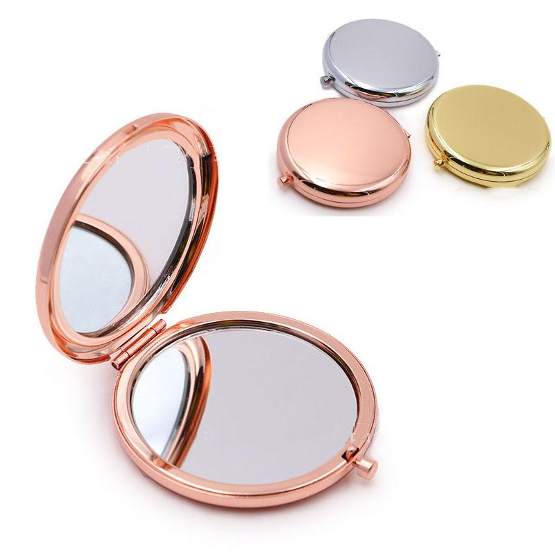 dundong Compact Folding Mirror For Purse, Double-Sided Metal Pocket Makeup Mirror Vanity Mirror (Round, Rose Golden, Golden, Silvery)