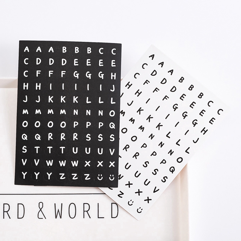Tấm sticker hoạ tiết chữ số / chữ cái tiếng Anh thích hợp trang trí sổ tay / nhật ký