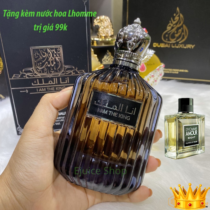 Nước hoa nam 100ml cao cấp thơm lâu dầu thơm nam nữ giữ mùi lâu-tinh dầu nước hoa Dubai I am King đẳng cấp nhà Vua kèm quà tặng nước hoa Lhomme Amour Night cao cấp trị giá 99k