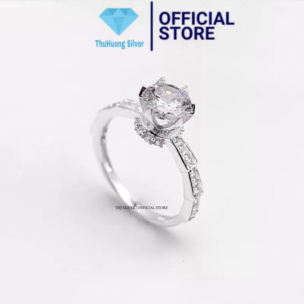 Nhẫn nữ THJ Đốt trúc đính đá sáng đẹp bạc ta