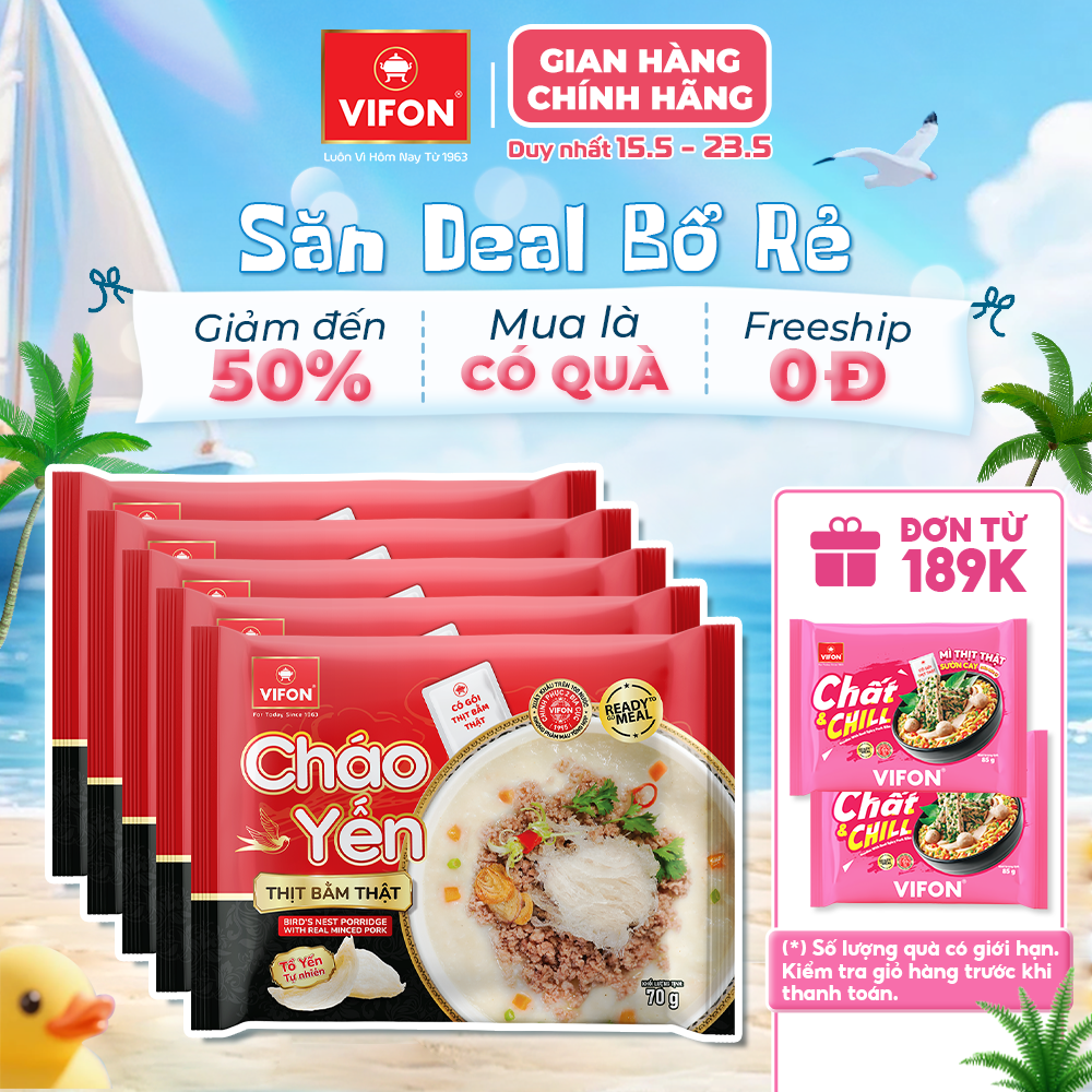 [VOUCHER HOT 15%] Set 5/ Set 10 Gói Cháo Yến Thịt Bằm/ Thịt Gà 70gr - Có Gói Thịt Thật, Đầy Đủ Dinh Dưỡng