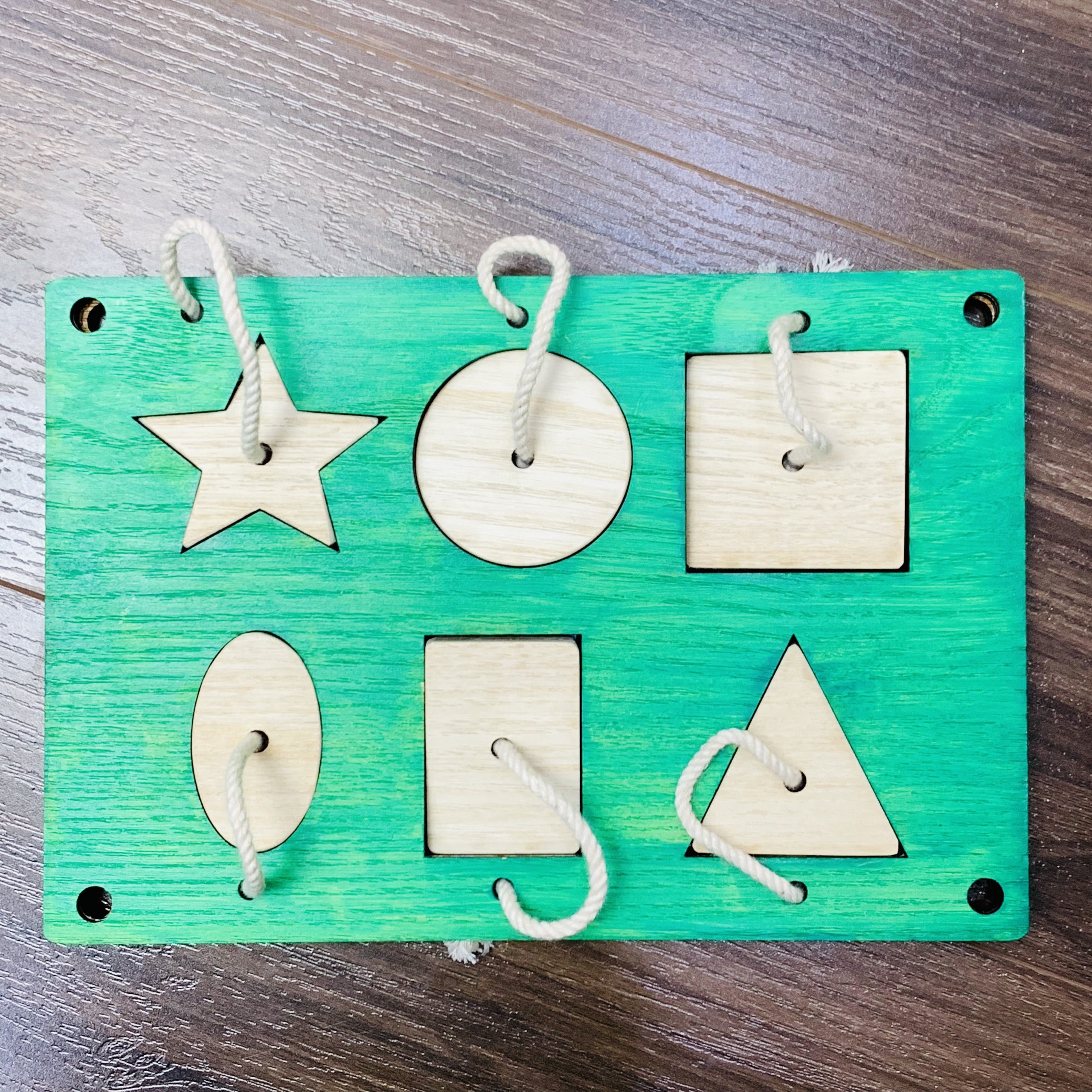 Đồ Chơi Giáo Dục Trẻ Em, Phụ Kiện Làm Bảng Bận Rộn Busy Board BR73, Đồ Chơi Bảng Hình Khối Có Dây Buộc Bằng Gỗ Cho Bé Từ 1 Tuổi