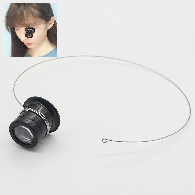Kính lúp sửa đồng hồ đeo mắt có khung treo lỗ tai - zoom x5 x10