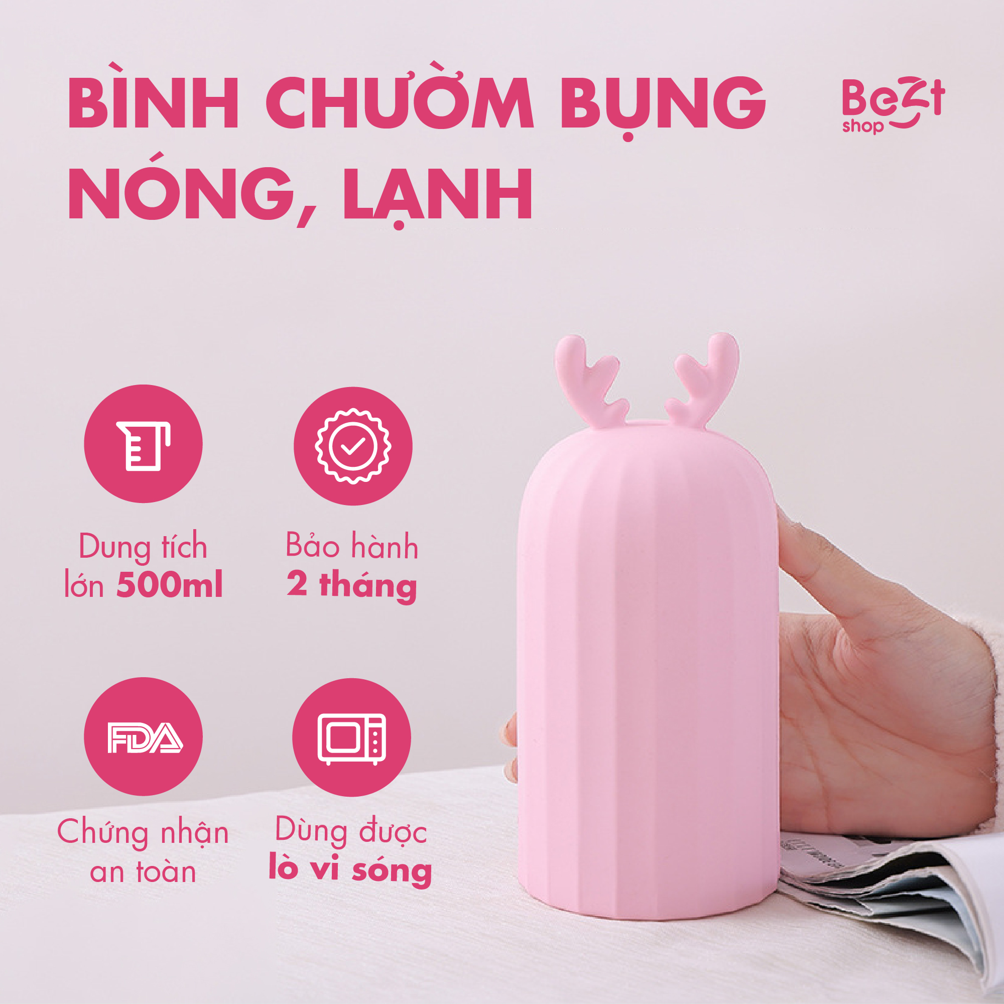 Túi chườm bụng kinh nóng lạnh silicon dễ thương, cute, giữ nhiệt lâu bảo hành 6 tháng