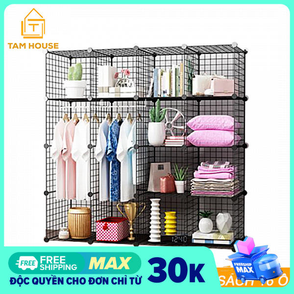 Kệ sắt, lưới sắt, kệ, kệ sách kệ sắt lắp ghép sơn tĩnh điện đa năng lắp ghép thông minh Tâm house 16 Ô