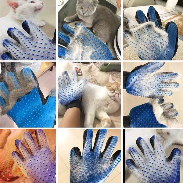 Găng tay cao su chải lông rụng cho chó mèo