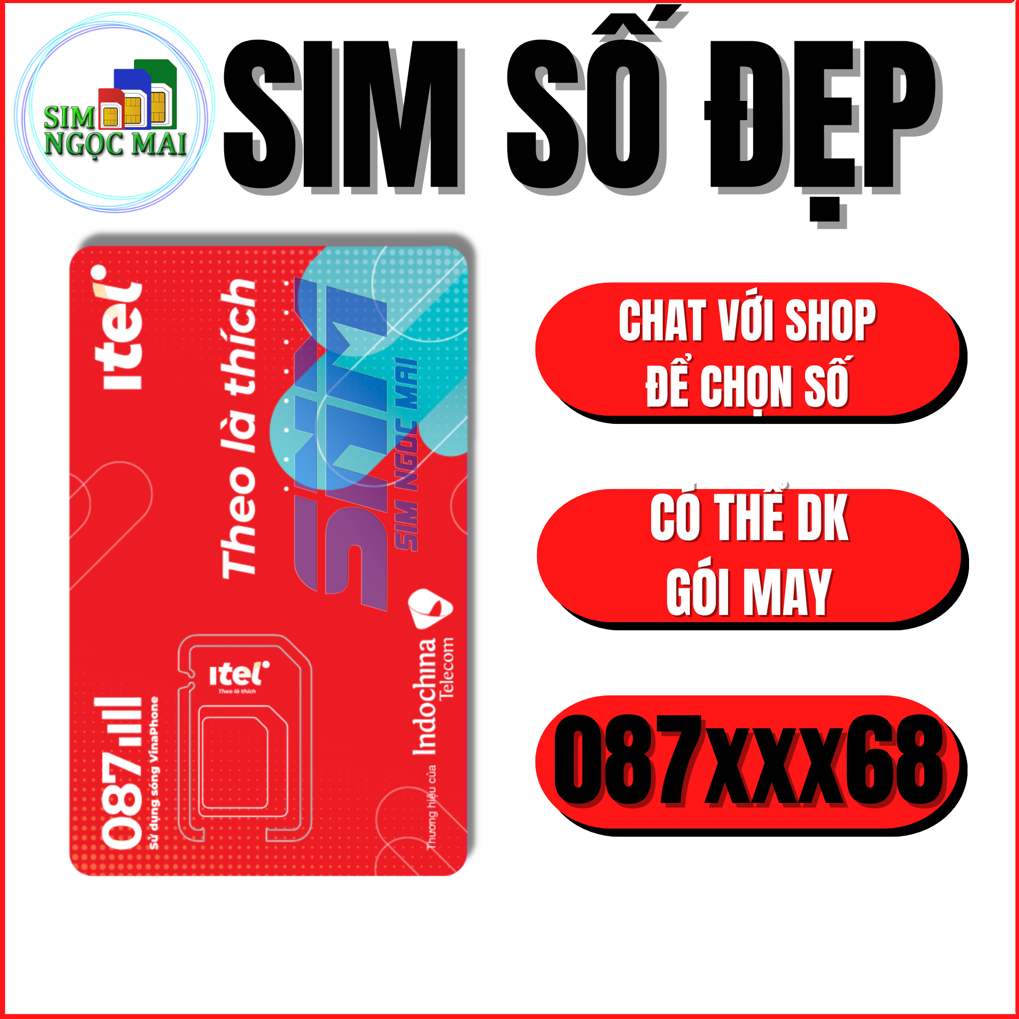 FREESHIP - CHƯA KÍCH HOẠT. Sim 4G Vinaphone ITel Miễn Phí Tháng Đầu Tiên 120Gb Data - Tự Đăng Kí Chính Chủ - Sim Ngọc Mai