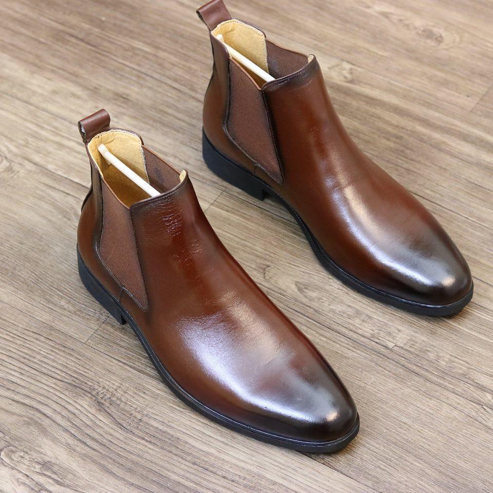 giầy bốt cao cổ da bò cao cấp bot Chelsea anh quốc