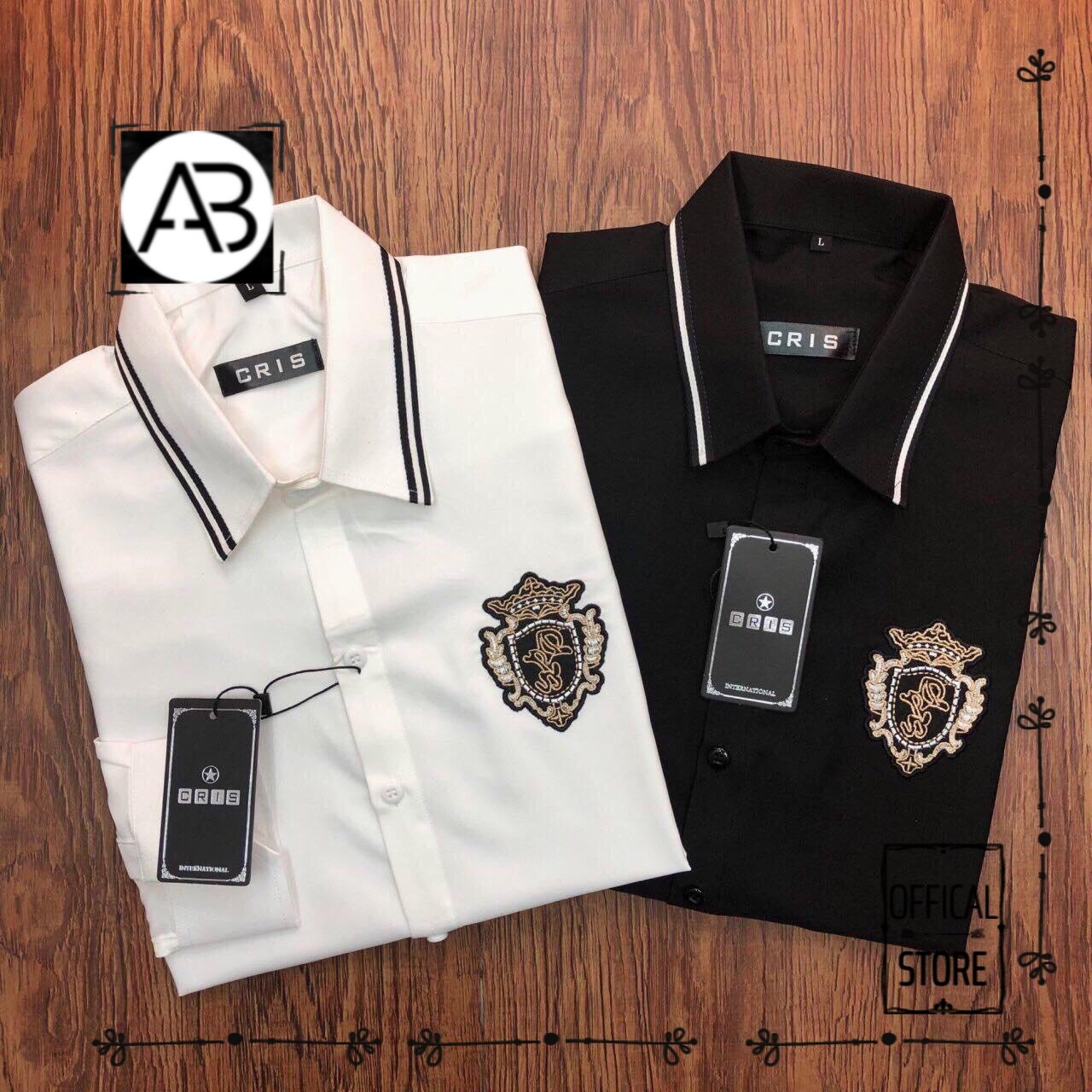 [AB SHOP] ÁO SƠMI NAM NỮ THÊU VIỀN CỔ LOGO CỰC CHẤT B75 [HCM]