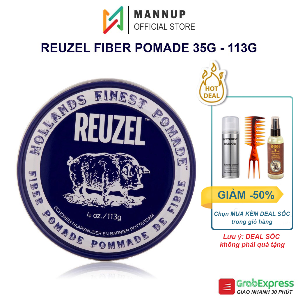 Sáp vuốt tóc reuzel fiber pomade 35g/113g chính hãng
