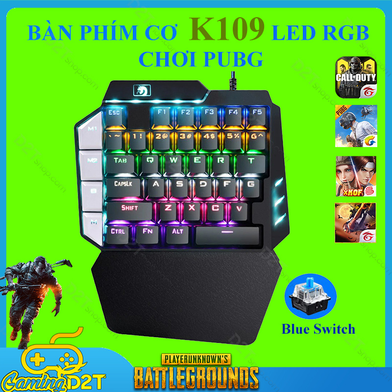Bàn phím cơ gaming K109 LED RGB chơi game PUBG Call of Duty và các game mobile trên Flydigi Q1 Handjoy D4 Onebit X10 Rezar P30