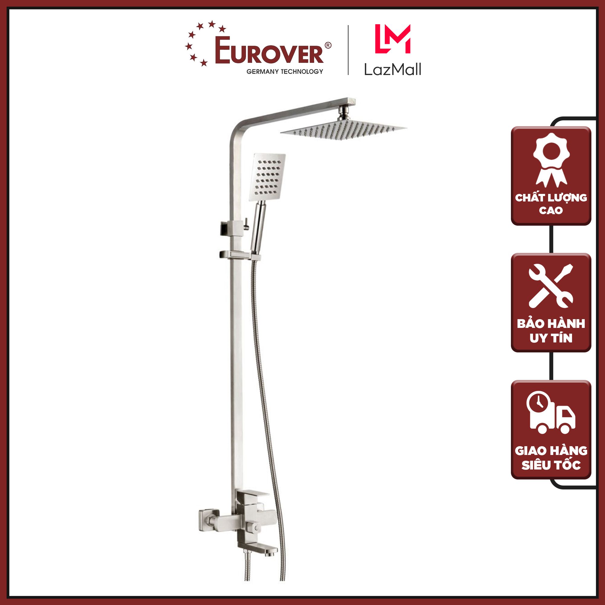 Freeship sen tắm đứng nóng lạnh vuông inox 304 cao cấp loại 1 eurover, kiểu dáng đẹp, chất lượng đỉnh, bảo hành 5 năm