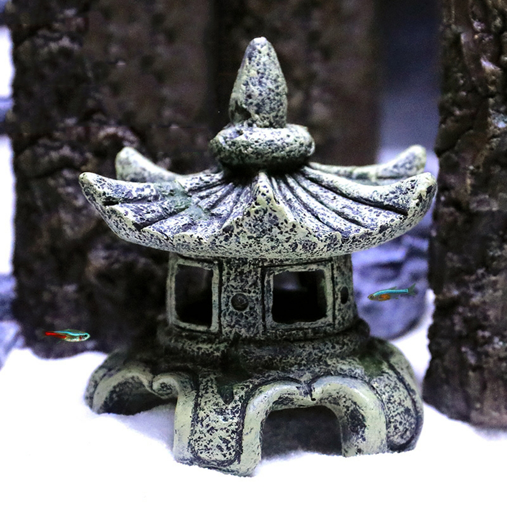 Mô hình tiểu cảnh ngôi chùa trang trí bể cá, hòn non bộ - Linh Tâm Mộc Trầm