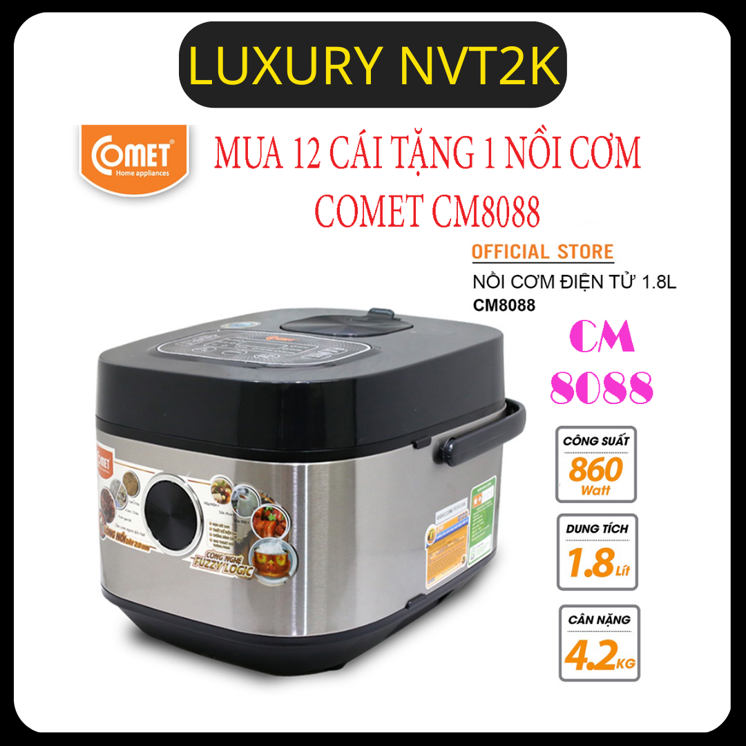 Nồi cơm điện tử comet - cm8088 1.8l - đa năng nấu hấp hầm - bảo hành 24 tháng - hàng chính hãng