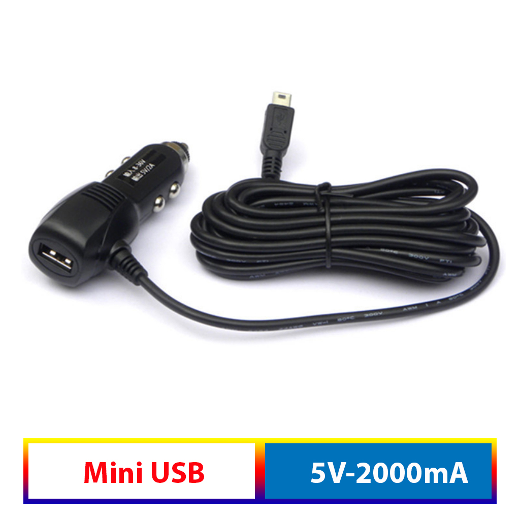 Tẩu Nguồn cho camera tích hợp 1 cổng USB sạc cho điện thoại hoặc phụ kiện, chân cắm Mini usb