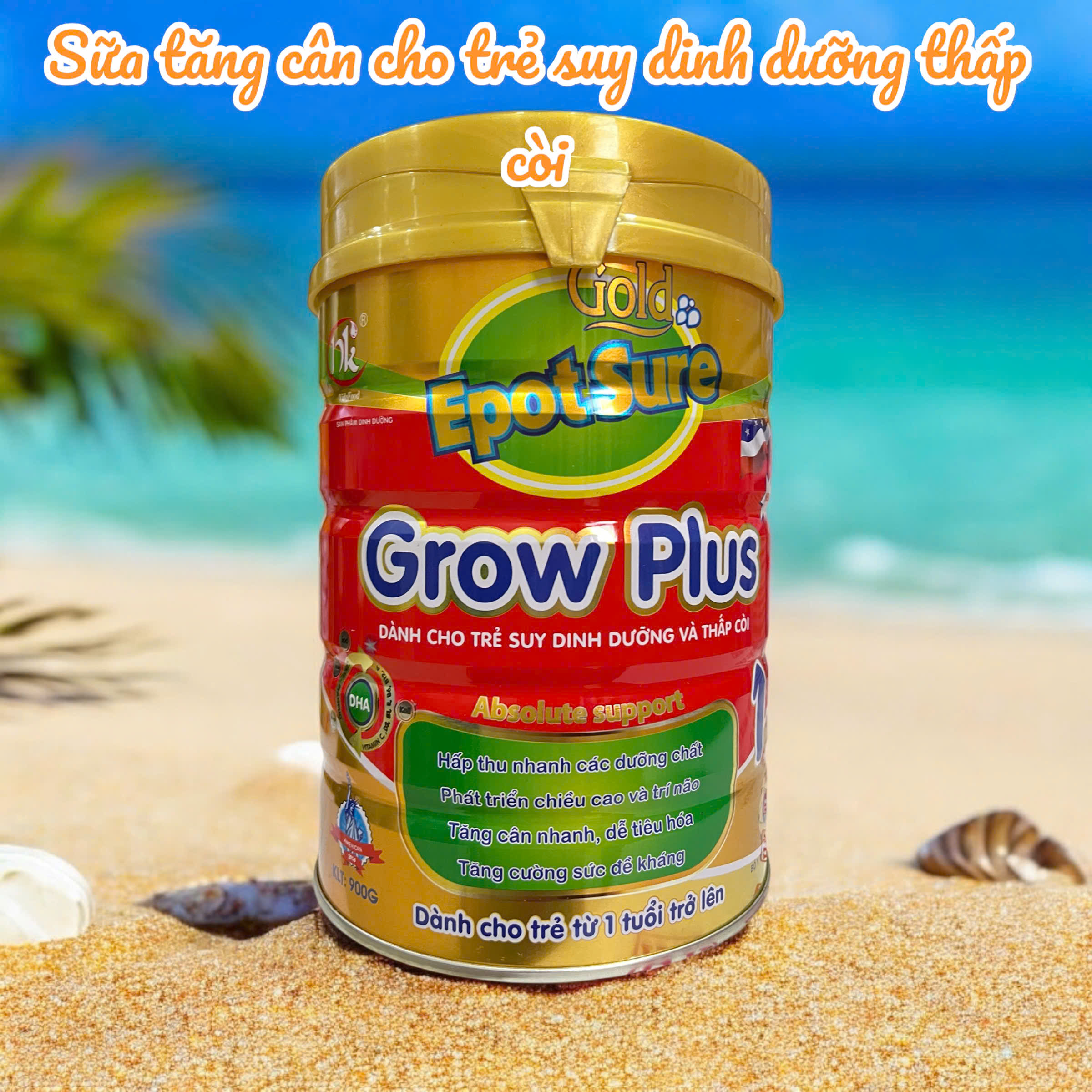 Sữa tăng cân, tăng chiều cao Epot sure Grow Plus 900g dành cho trẻ suy dinh dưỡng, thấp còi - Sữa Ep