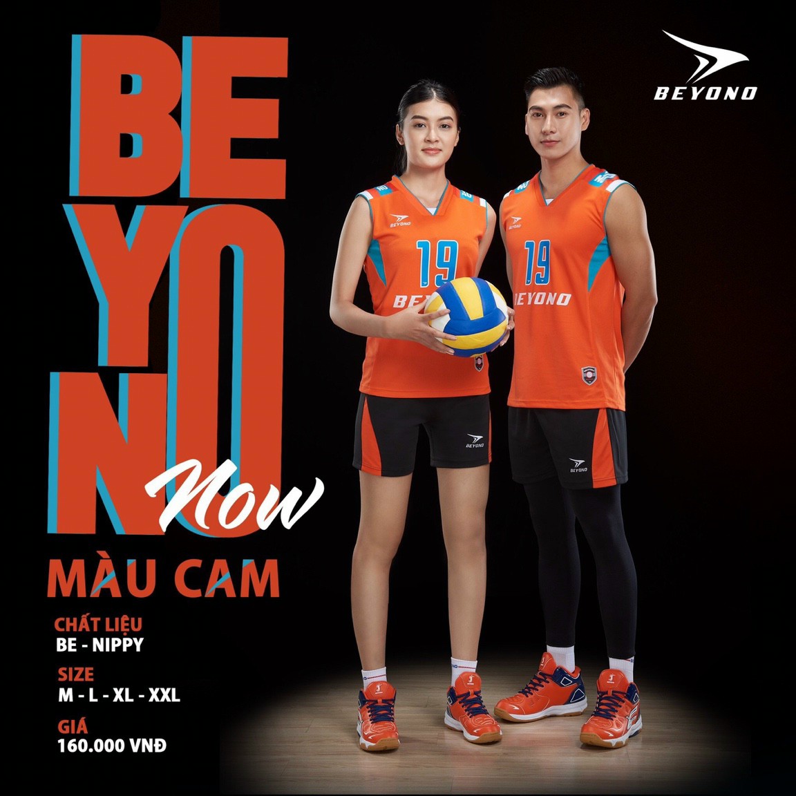 Bộ bóng chuyền nữ nam màu cam chính hãng Beyono 2023