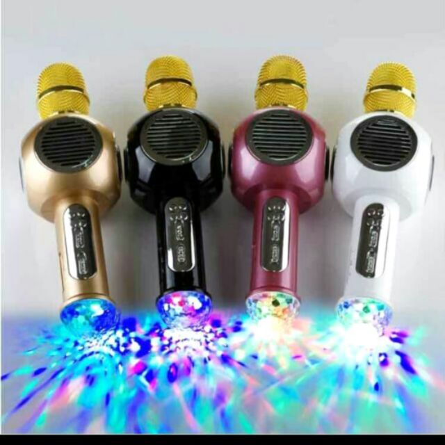 Micro karaoke bluetooth m8 3 trong 1 mic hát karaoke bluetooth có đèn vũ trường m8 cực m cực ấm- 1 đổi 1