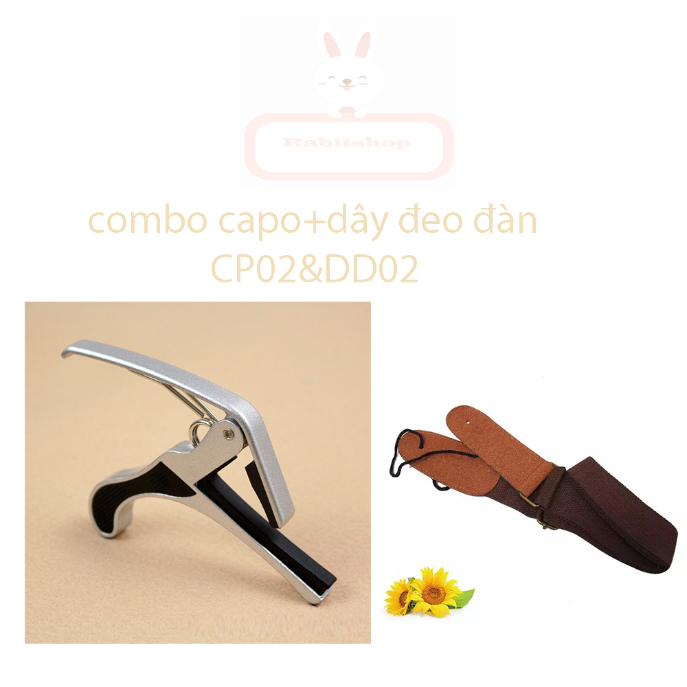 Combo capo guitar classic-acoustic và dây đeo đàn guitar giá rẻ