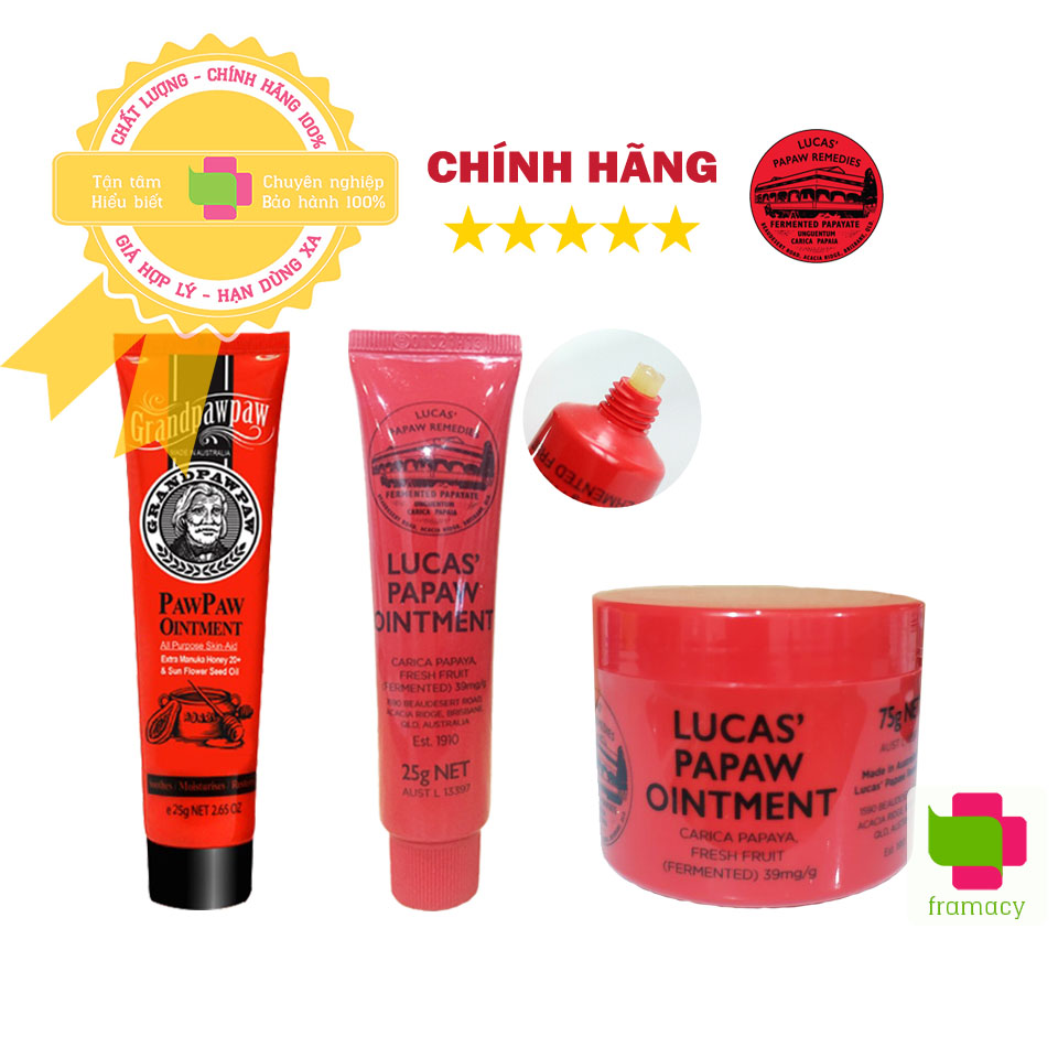 HOÀN TIỀN 15% - Kem đu đủ đa năng bôi ngoài da Lucas Papaw Ointment Úc (25g/75g) giúp mờ sẹo chàm nẻ cho mọi lứa tuổi