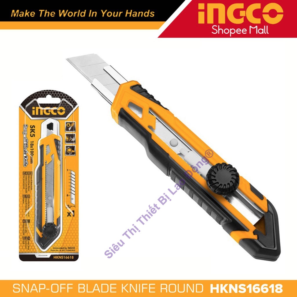Bộ dao rọc giấy ingco hkns16618 158mm - nhập khẩu